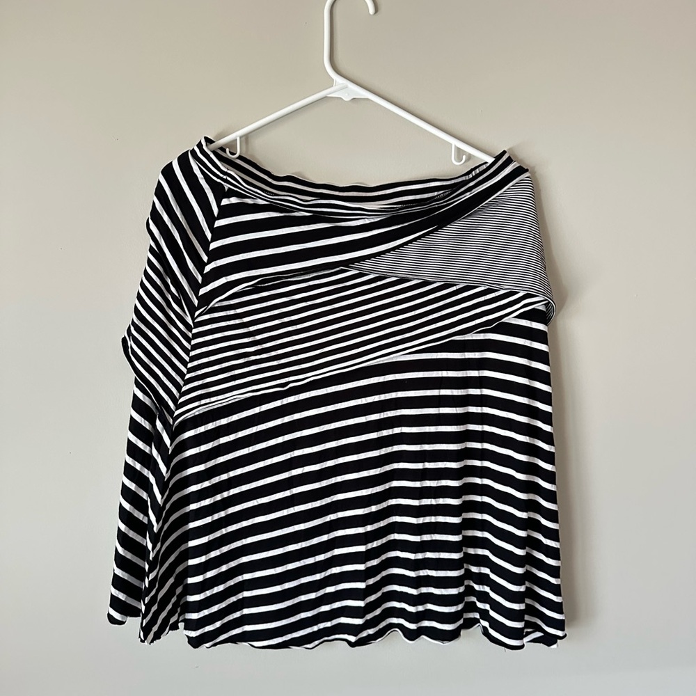 Pomelo Black and White Striped Skirt
